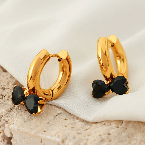 Wholesale Earrings 316L Stainless Steel Bow Inlaid Zircon Electroplated