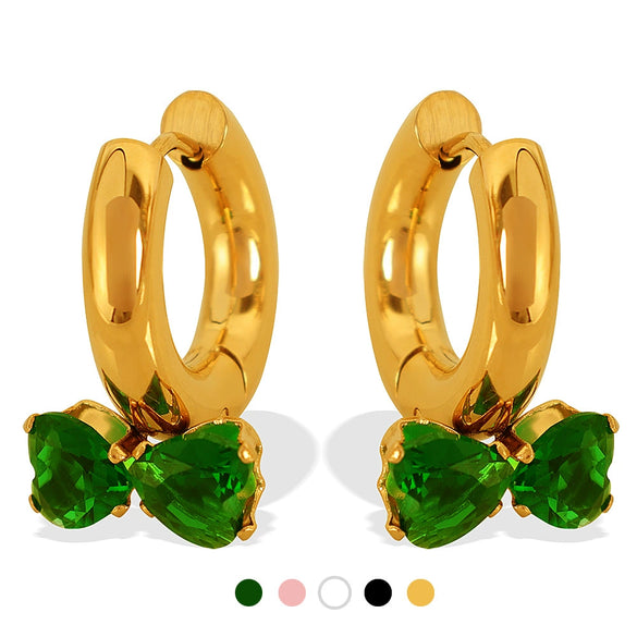Wholesale Earrings 316L Stainless Steel Bow Inlaid Zircon Electroplated