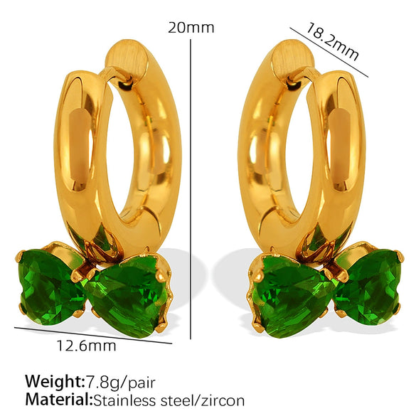 Wholesale Earrings 316L Stainless Steel Bow Inlaid Zircon Electroplated