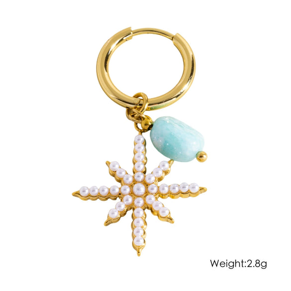 Wholesale Earrings Titanium Steel Geometric And Flower Pattern Electroplated With Original Design