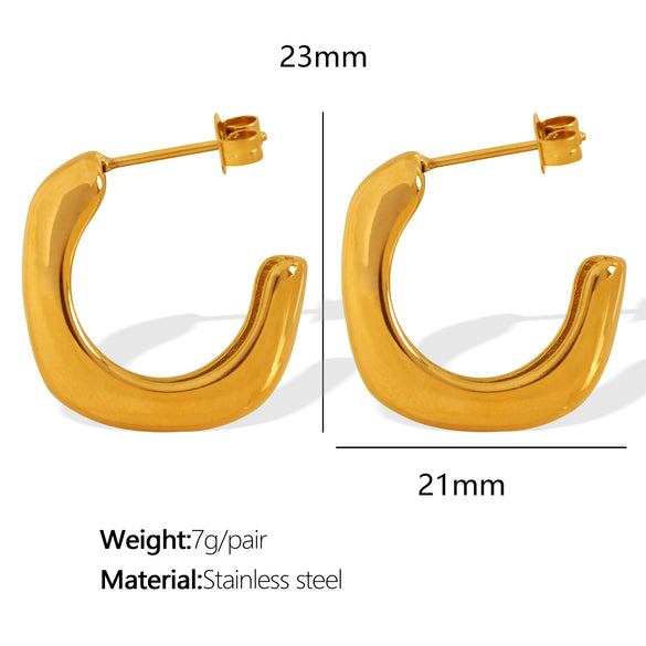 Wholesale Earrings 316L Stainless Steel Geometric Cross Gold Plated For Women Retro Style