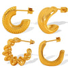 Wholesale Earrings 316L Stainless Steel Geometric Cross Gold Plated For Women Retro Style