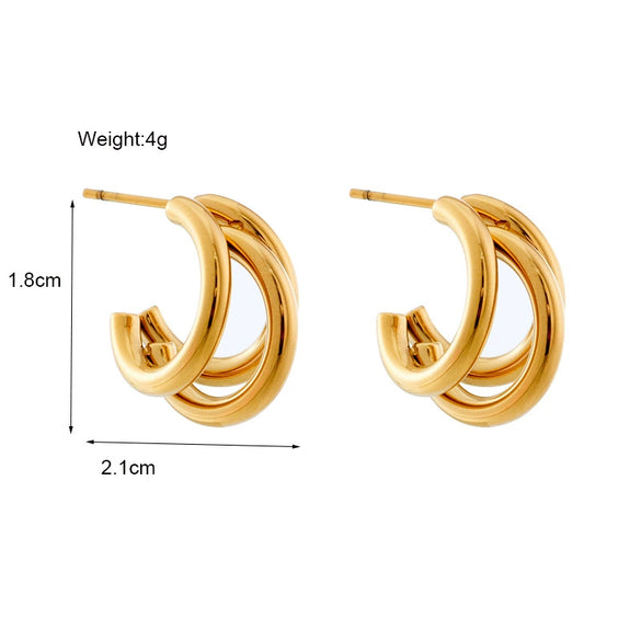 Wholesale Earrings Titanium Steel Geometric Cshaped Electroplated Retro Cold Style For Women