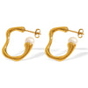 Wholesale Earrings 316L Stainless Steel Geometric Electroplated Imitation Pearl For Women