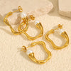 Wholesale Earrings 316L Stainless Steel Geometric Electroplated Imitation Pearl For Women