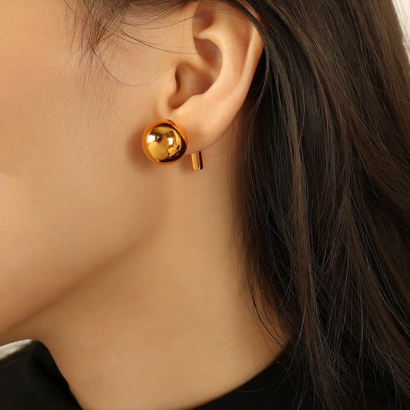 Wholesale Earrings 316L Stainless Steel Geometric Fashion Electroplated 18K Gold Light Luxury Jewelry For Women