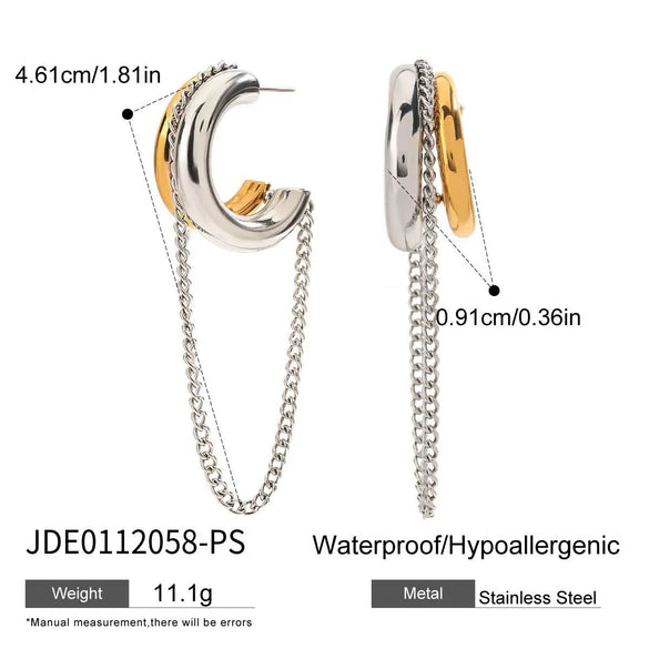 Wholesale Earrings Titanium Steel Geometric Style Electroplated Tassel Lines For Women