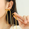 Wholesale Earrings 316L Stainless Steel Gold Plated Bow Tassel Retro Fashion Design