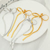 Wholesale Earrings 316L Stainless Steel Gold Plated Bow Tassel Retro Fashion Design
