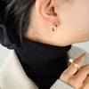 Wholesale Earrings Titanium Steel Goldplated Colorful Stitching Geometric Electroplated For Women