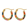 Wholesale Earrings Titanium Steel Goldplated Colorful Stitching Geometric Electroplated For Women