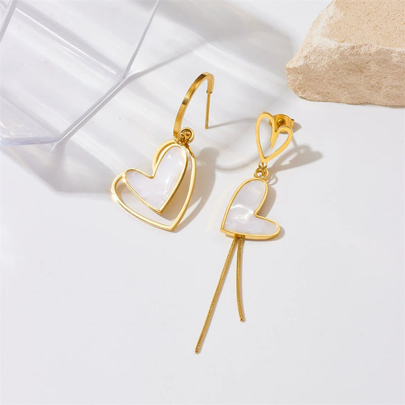 Wholesale Earrings Titanium Steel Goldplated Heart Shape Simple Style