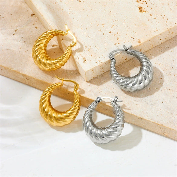 Wholesale Earrings Titanium Steel Horn Shape Geometric Cartoon Style Vacuum Electroplated