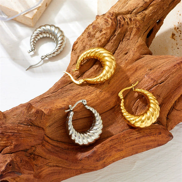 Wholesale Earrings Titanium Steel Horn Shape Geometric Cartoon Style Vacuum Electroplated