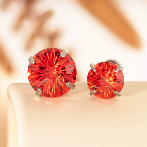 Wholesale Earrings Titanium Steel Inlaid Zircon Geometric Sweet Style For Women