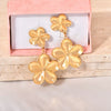 Wholesale Earrings Titanium Steel 18K Gold Plated Flower Leaves Retro High Grade Exaggerated Style