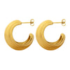 Wholesale Earrings 316L Stainless Steel 18K Gold Plated Geometric Ctype Texture Minimalist Design