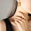 Wholesale Earrings 316L Stainless Steel 18K Gold Plated Geometric Ctype Texture Minimalist Design