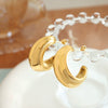 Wholesale Earrings 316L Stainless Steel 18K Gold Plated Geometric Ctype Texture Minimalist Design