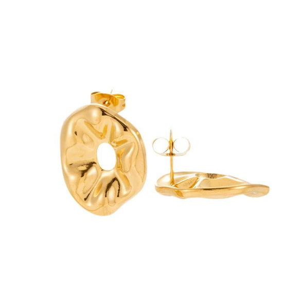 Wholesale Earrings Titanium Steel Light Luxury Style With Heart And Flower Patterns Electroplated