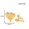 Wholesale Earrings Titanium Steel Light Luxury Style With Heart And Flower Patterns Electroplated