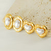 Wholesale Earrings Titanium Steel Pearl Heartshaped Retro Fashion Electroplating For Women
