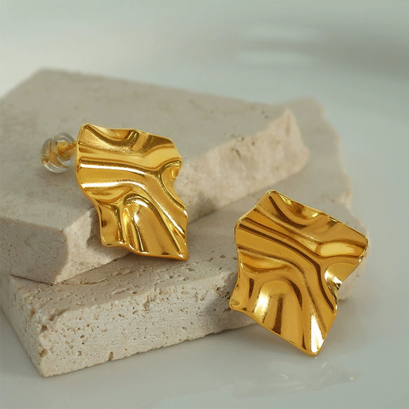 Wholesale Earrings 316L Stainless Steel Rhombus Geometric French Retro Style Electroplated