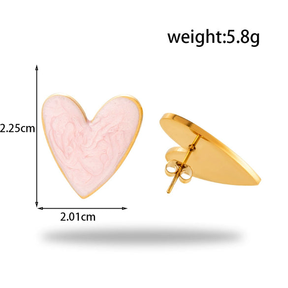 Wholesale Earrings Titanium Steel Sweet Geometric Heart Shape Electroplated