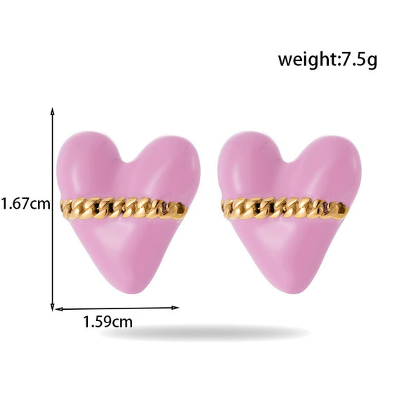 Wholesale Earrings Titanium Steel Sweet Geometric Heart Shape Electroplated