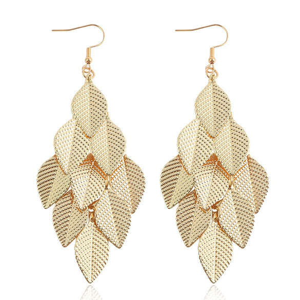 Wholesale Earrings Zinc Alloy Retro Plant Flowers Style Leaf Shaped Electroplated For Women