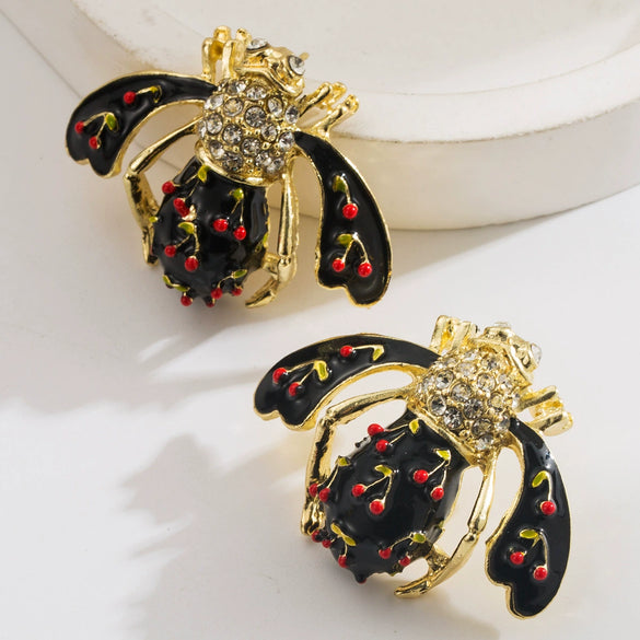 Wholesale Earrings Zinc Alloy S925 Silver Needle Colorful Fruit Animal Zodiac Style Set With Diamonds For Women
