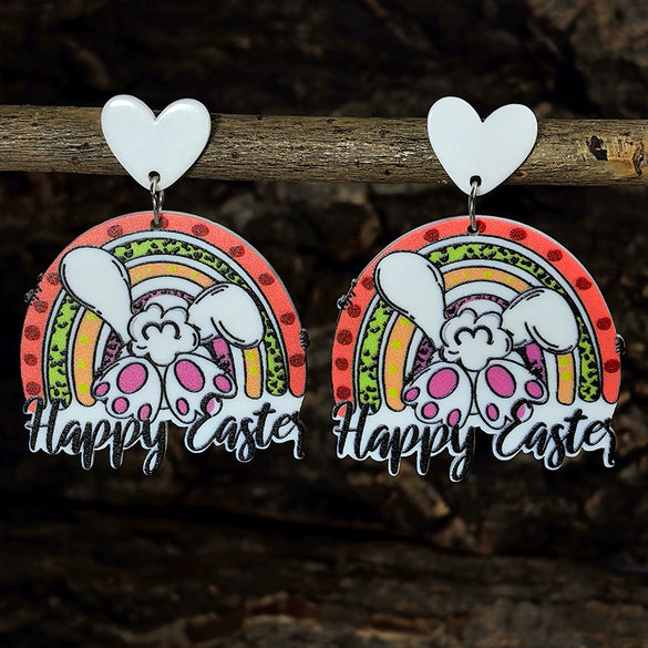 Wholesale Easter Cartoon Bunny Acrylic Earrings With Printing Process