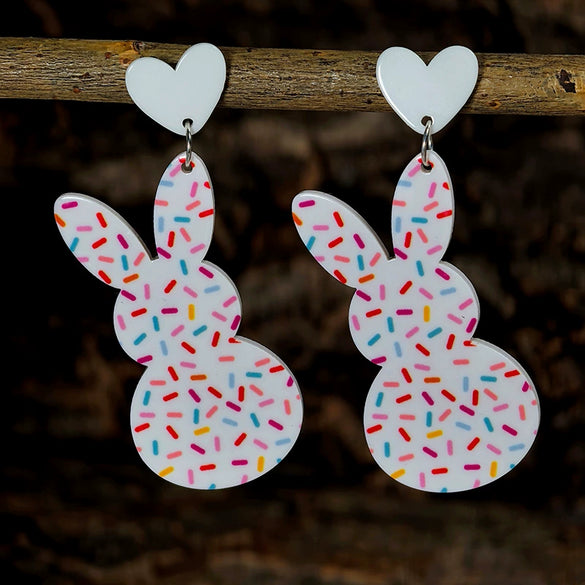 Wholesale Easter Cartoon Bunny Acrylic Earrings With Printing Process
