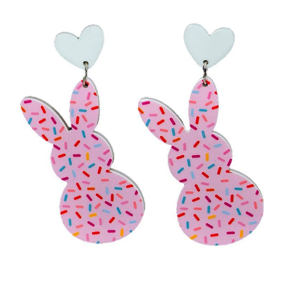 Wholesale Easter Cartoon Bunny Acrylic Earrings With Printing Process
