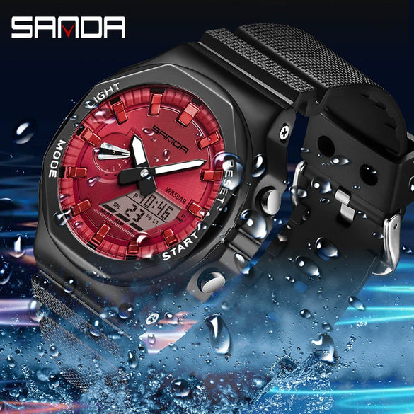 Wholesale Electronic Men's Watch Zinc Alloy Tpu Mineral Strengthened Glass Mirror Octagonal Round Light Luxury Multifunctional Waterproof