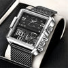 Wholesale Electronic Quartz Watch Square Alloy Case Stainless Steel Mesh Belt Sporty Style For Men