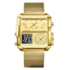 Wholesale Electronic Quartz Watch Square Alloy Case Stainless Steel Mesh Belt Sporty Style For Men