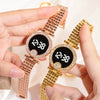 Wholesale Electronic Watches For Couples Alloy Stainless Steel Round Leisure Waterproof Diamondencrusted Led Watches