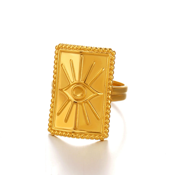 Wholesale Electroplated Geometric Devil's Eye Open Ring For Women Stainless Steel
