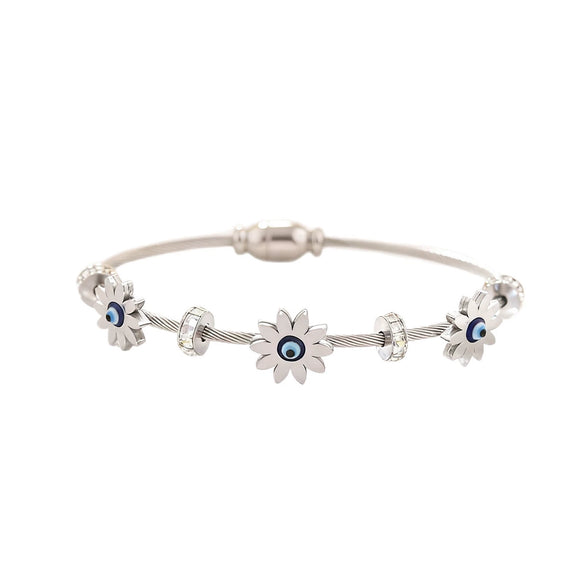 Wholesale Electroplated Geometric Devil's Eye Sunflower Stainless Steel Bracelet Jewelry