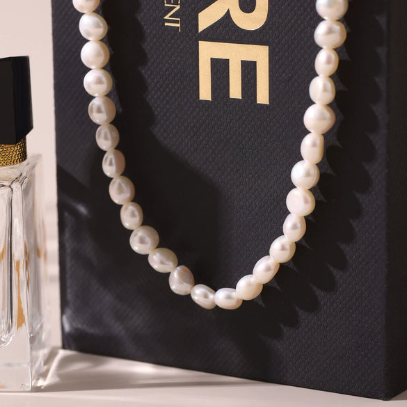 Wholesale Electroplated Geometric Freshwater Pearl And Titanium Steel Necklace For Unisex Simple And Minimalist Style