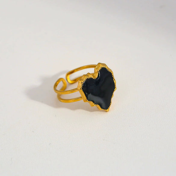 Wholesale Electroplated Geometric Heart Open Ring Stainless Steel Jewelry For Women And Men