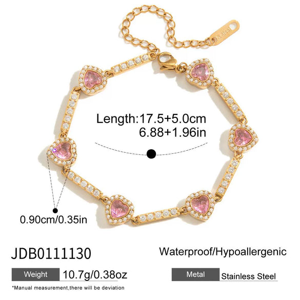 Wholesale Electroplated Geometric Heartshaped Stainless Steel Bracelet For Women