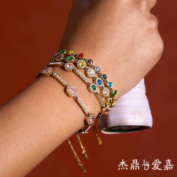 Wholesale Electroplated Geometric Heartshaped Stainless Steel Bracelet For Women