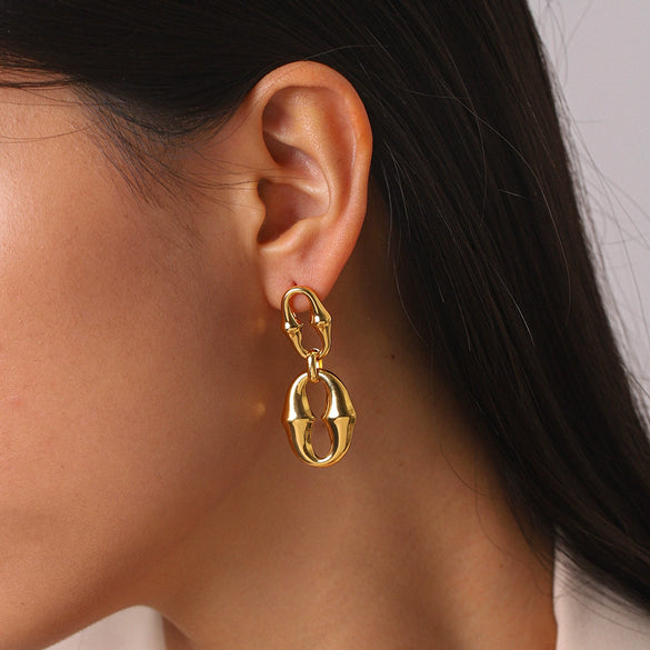 Wholesale Electroplated Geometric Oval Horseshoeshaped Stainless Steel Earrings For Women