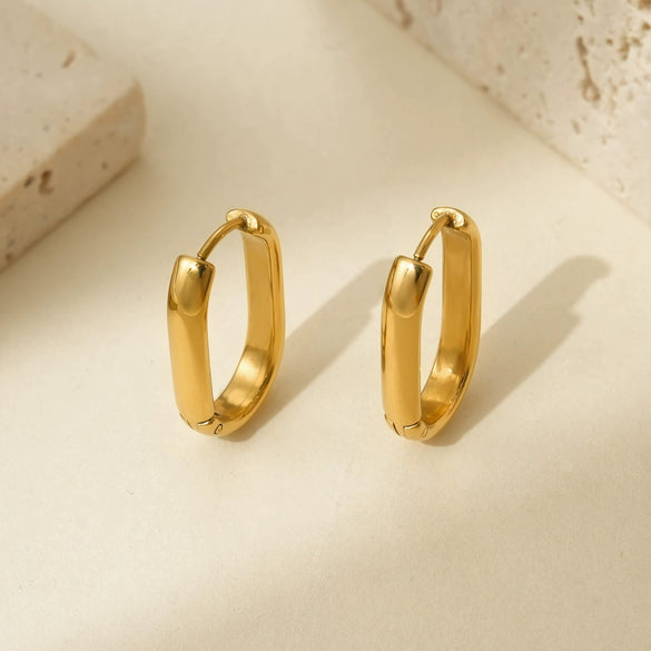 Wholesale Electroplated Geometric Oval Titanium Steel Earrings For Women