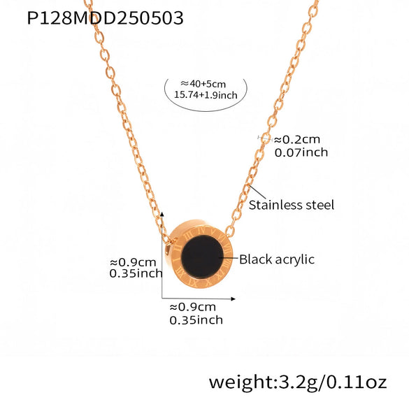 Wholesale Electroplated Geometric Roman Numerals Singlesided Black And White Shell Pendant Necklace And Bracelet Jewelry Set For Women Made Of Stainless Steel