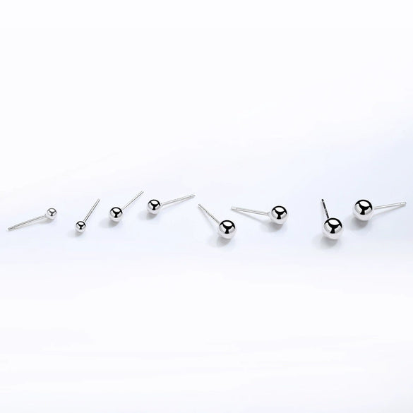 Wholesale Electroplated Geometric S999 Sterling Silver Round Beads Stud Earrings Unisex Fashion Jewelry