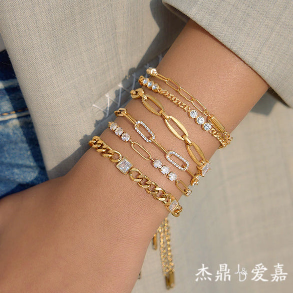 Wholesale Electroplated Geometric Stainless Steel Bracelet For Women
