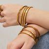 Wholesale Electroplated Geometric Stainless Steel Bracelet Set With Microinlaid Zircon And 18K Gold Plating